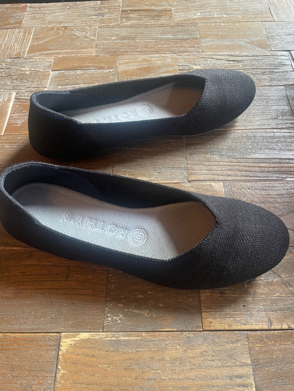 Rothy's The Flat Solid Black Knit Fabric Round Toe Flats - Picture 7 of 15